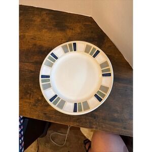 Food Network Salad Plate Stoneware Cream Blue Green Mosaic Tile Geometric 8.25in